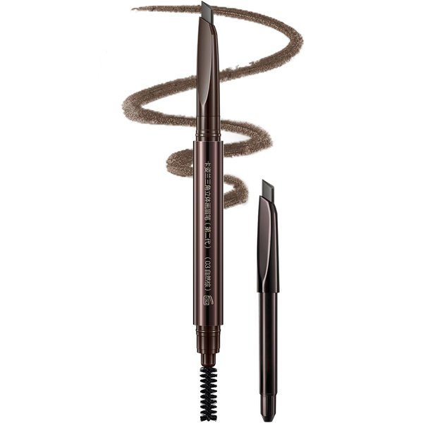 CRASLAN Makeup Brow Eyebrow Definer Pencil, Waterproof, Longlasting, Dual-Sided Brow Brush with Refill & Spoolie, 03 Natural Brown,Triangle Tip