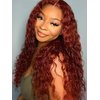 ISEE Reddish Brown Lace Front Wigs Human Hair Pre Plucked 6x4 HD Water Wave Human Hair Wear Go Wig Colored 10A Reddish Brown Frontal Wig 180% Density Glueless Wigs Human Hair Wig 20 Inch