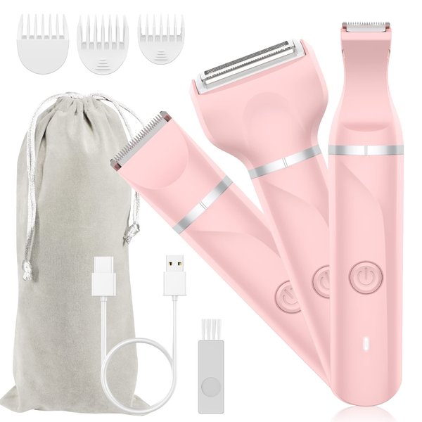 Electric Razors for Women, WUFAYHD Bikini Trimmer, 3 in 1 Foil Shaver Cordless Portable Wet & Dry, Rechargeable Body Hair Removal Public Hair, Legs Face Underarm