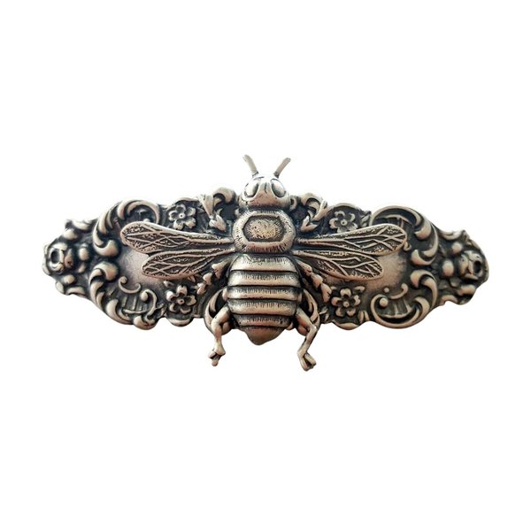 Handmade Steampunk Silver Bee Hair Clip Barrette