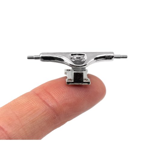 Teak Tuning Prodigy Swerve Fingerboard Trucks, Silver Chrome Colorway - 34mm Wide - Inverted Kingpin - Professional Shape, Appearance & Components