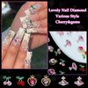 48Pcs 3D Planet Heart Cherry Nail Gems Charms, Metal Pink Planet Heart Cherry Nail Art Rhinestones Shiny Gems Diamond Crystal Luxury for Nail Jewelry Making Crafts DIY Manicure Accessories