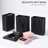 Black Gift Bags 50 Pack, Sdootjewelry Small Black Gift Bags, 5.1” x 2.4” x 7.5” Small Gift Bags Paper Bags with Handles, Black Mini Gift Bags, Shopping Bags for Small Business, Retail and Shopping