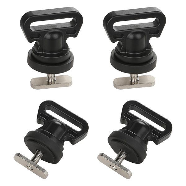 Atader Tie Downs for Kayak Track Mount, Track Mount Vertical Tie Downs for Securing Cooler, Crate and Other Kayak Accessories to Track, 4 Pack