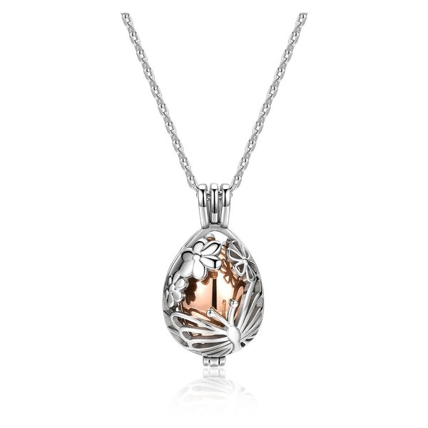 BOPREINA Hollow Flower Butterfly Urn Necklace for Ashes Stainless Steel Memorial Locket Pendant Keepsake Cremation Jewelry for Women