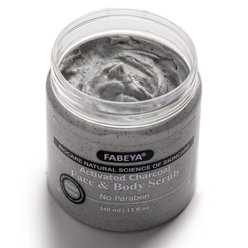Fabeya activated charcoal face and body scrub, 340 milliliter