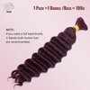IXIMII Burgundy Deep Wave Human Braiding Hair 18 inch 100g 100% Human Hair Bulks 99j Color No Weft Curly Hair Extensions for Boho Braids