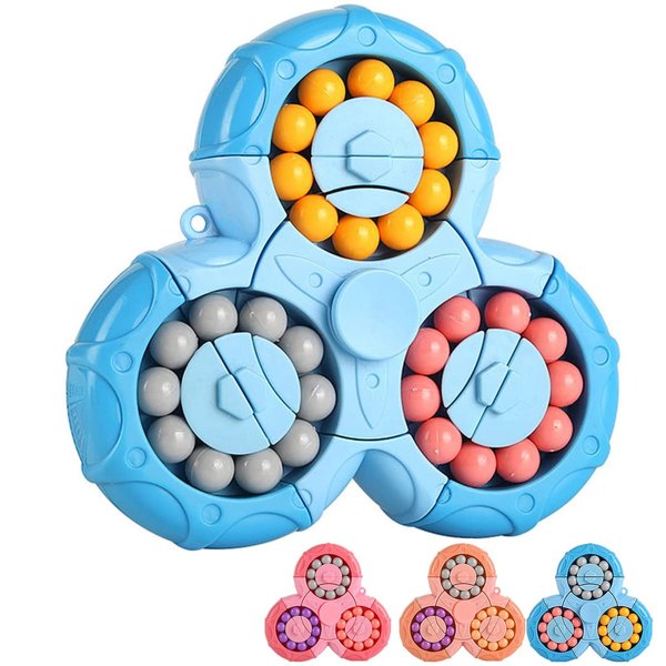 SUOXU Magic Bean Rotating Brain Teaser Finger Puzzle Toy,Boys Girls Handheld Spinner Stress Anxiety Relief Ball Game Sensory Toys,Gift for Kids Ages 3Above Easter Christmas Birthday New Year (Blue)
