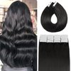 Tape in Hair Extensions Natural Black 14In 20Pcs 50g/set 100% Remy Human Hair Extensions Seamless Straight Soft No Tangling No Shedding Skin Weft Tape in Extensions Human Hair for Women