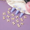 HINZIC 90Pcs Gold Bow Nail Charm 3 Styles Bowknot Nail Bows Glitter Acrylic Pearls Kawaii Valentines Wedding Prom Decoration for Women Girls Mobile Phone Scrapbook Envelope Hair Clips Cards Making