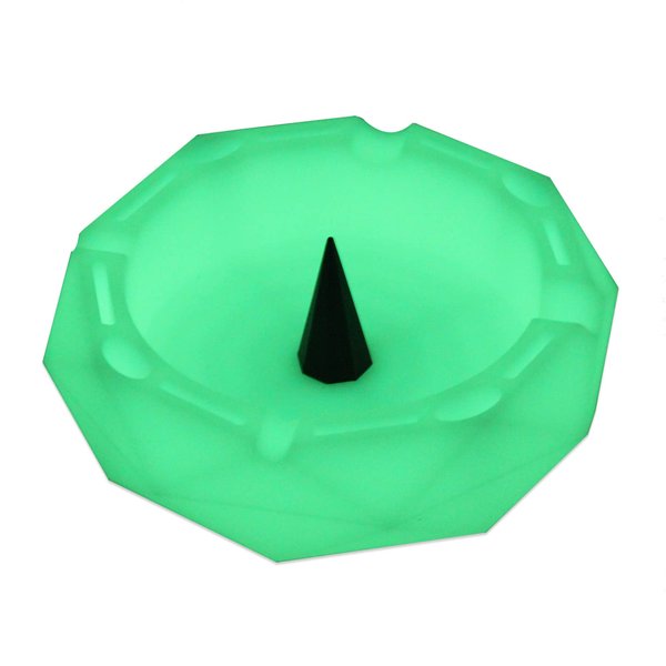 ooDuo 1 Geometric Silicone Ashtray - Glow in the Dark - Unbreakable Multipurpose Storage Ash Tray - w/Glass Friendly Tapping Center