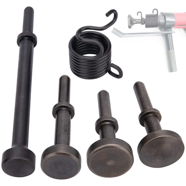 Smoothing Air Hammer Bits Set, 5Pcs Smoothing Air Hammer Tool Kit Air Hammer Accessories Extended Length Pneumatic Chisel Bits with Spring, by ZMCYNG