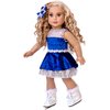 Ice Dancer - 3 Piece 18 inch Doll Ice Skating Outfit - Blue Leotard with Double Blue & Silver Ruffle Skirt, Decorative Head Flower and Ice Skates - Clothes Fits 18 inch Doll (Doll Not Included)