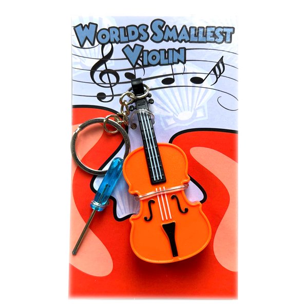 Munnygrubbers - Original World's Smallest Violin Toy Keychain with Playable Sad Music - Mini Tiny Violin Keychain with Sound - Meme - Novelty - Funny - Joke - Gift - (WSV-V1-1P)