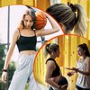 24 Basketball Stuff Set Cosmetic Bags Sport Makeup Bags Pencil Case Portable Storage Case Satin Sport Hair Scrunchies Elastic Hair Bands Basketball Gifts Basketball Accessories for Girl (Black, Love)