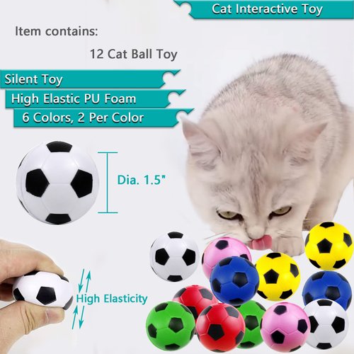 JZMYXA Cat Foam Soccer Balls for Small and Medium Cats 12 Pack, Cat Ball Toy Cat Silent Toy Cat Interactive Toy