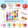 Toddler Montessori Toys Wooden Beads Sequencing Toy Set, Stacking Blocks, Matching Shapes, Lacing Beads, Shape Sorter Toys for 2 3 4 5 Year Old Boys Girls, STEM Preschool Learning Toys Gifts for Kids