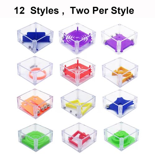 24 Pcs Balance IQ Maze Game，Mini Maze Cube Puzzle Box 3D Brain Maze Toy Puzzles Party Favor Games, Ideal Prizes Gifts for Kids and Adults