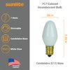 Sunlite 01285 7C7 Incandescent Bulb, 7 Watt, Candelabra E12 Base, C7 Small Night Light, Colored Bulb, White, 25 Count