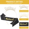 CAVETEE Retirement Gifts for Women, Gold Retired Crown and Sash Black Officially Retired Sash and Tiara Retirement Party Decorations