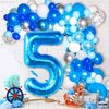 KatchOn, Giant Blue Five Balloon Number - 40 Inch | Number 5 Balloon, 5th Birthday Decorations for Boys | Blue 5 Shark Birthday Balloons | 5 Year Old Balloon for 5 Year Old Boy Birthday Decorations