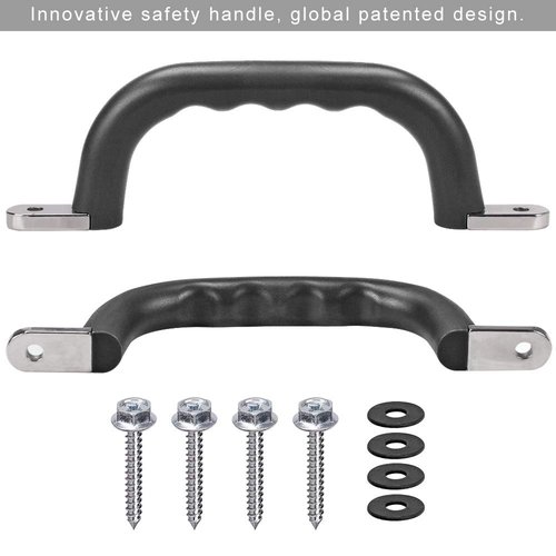 Dolibest Set of 2 Non-Slip Solid Playground Safety Handles, Swing Set Kids Safety Hand Grips for Playset, Climbing Frame, Play House, Indoor Monkey Bars & Treehouse Accessories, Black, 10"