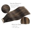 WENNALIFE Tape in Hair Extensions Human Hair, 40pcs 100g 16 inch Balayage Dark Brown Mixed Chestnut Brown Hair Extensions Real Human Hair Straight Tape in Extensions Invisible Human Hair Extensions