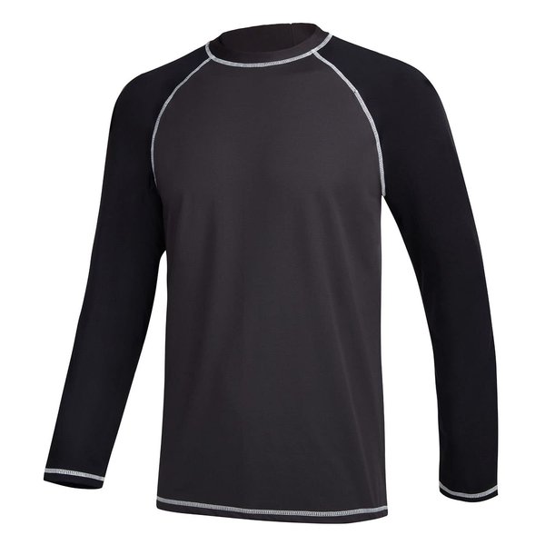 Men's Swim Shirts Rashguard Sun Shirt UPF 50+ UV Sun Protection Outdoor Long Sleeve T-Shirt Swimwear Charcoal Gray+Black L