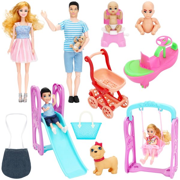 ONEST Family Dolls Set for Kids Pregnant Doll Accessories of 7 People with Dog Included Pregnant Mom Dad 4 Kids and Baby Boy in Mommy's Tummy for 3-12 Years Old Toddlers Gift