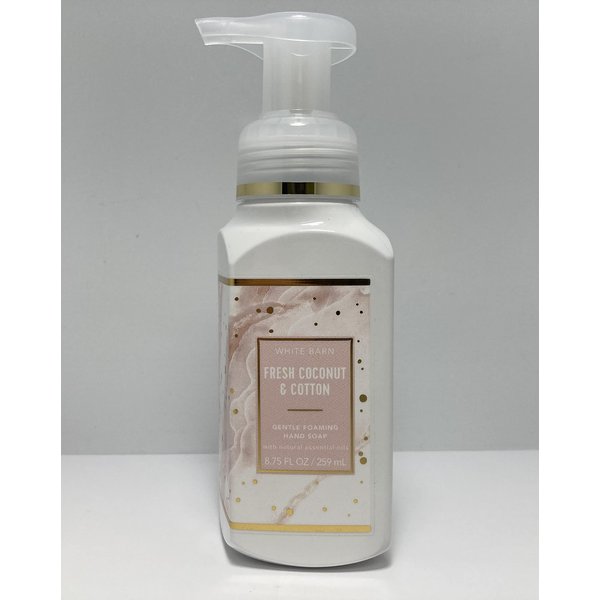 Bath & Body Works Fresh Coconut & Cotton Gentle Foaming Hand Soap 8.75 Ounce Full Size Pump Bottle White Barn Label