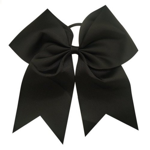 Cheer Bows Black Cheerleading Softball - Gifts for Girls and Women Team Bow with Ponytail Holder Complete your Cheerleader Outfit Uniform Strong Hair Ties Bands Elastics by Kenz Laurenz (1)