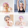Beleki Spa Headband for Washing Face, Sponge Face Wash Headband and Wristband Set for Makeup Skincare Headbands Puffy Non Slip Headwear Hair Accessories for Women Girls, Pink