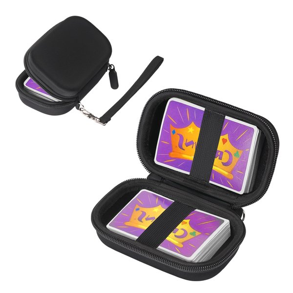 A ANTER No Cards, Travel Card Games Case Compatible with Enterprises Five Crowns Card Games Set, Hard Carrying Card Case for UNO and Phase 10 Playing Card Case (Black)