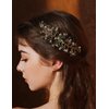 Teyglen Gold Rhinestone Wedding Hair Comb Bridal Green Crystal Hair Comb Handmade Crystal Hair Piece Hair Accessories for Women