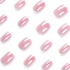 Short Press on Nails Chrome Pink Square Fake Nails, Chrome Powder Glazed Acrylic Nails, Shiny Glossy Gel False Nails Kits Salon Quality Stick Glue on Nails Tip 24 Pcs