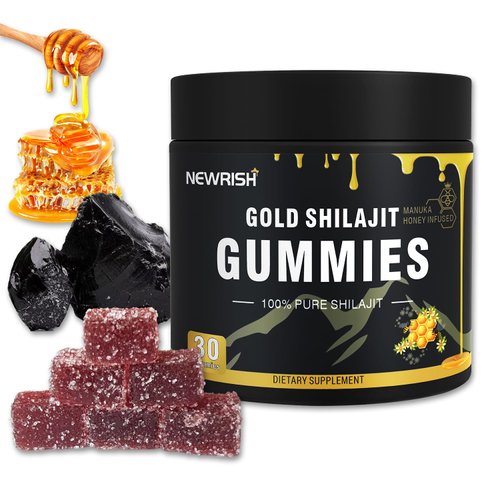 Newrish Shilajit Gummies l Manuka Honey | Himalayan shilajit |No Added Sugar I Ashwagandha, Gokshura| Fulvic Acid & 85+ Trace Minerals I for Men, Women I Non-GMO I 100% Natural & Organic I 30 Gummy