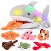 G.C Light Up Shark Plush Toy Stuffed Animal Kids Sea Creatures Toys Toddlers Glow Shark Plushie & Octopus Lobster Crab Turtle Ocean Animals Birthday Gifts for Boys Girls 3 4 5 6+