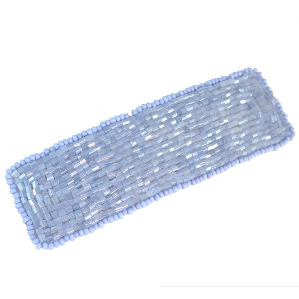 Soft Light Blue Hair Clip Barrette Modern Seed Beaded French Accessory Authentic Handmade