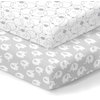 100% Organic Cotton Fitted Sheets for Graco Pack n Play, Babyletto, Pamo Babe, Hiccapop, Dream on Me, Evenflo, Baby Trend, Hygge Hush Portable/Mini Crib/Playards, Beka Bedside Bassinet 2 Pk