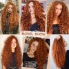Orange Curly Wig for Women 26 Inch Long Curly Wigs Synthetic Ginger Orange Middle Part Curly Wigs for Women Daily Party Cosplay Use