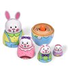 Tngan Russian Nesting Dolls, Stacking Wooden Handmade Matryoshka Dolls, 5 Pcs 6 ''Tall Animal Nesting Easter Eggs Toys for Kids Toddlers Birthday or Home Decoration Gift (Rabbit)