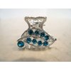small mini silver metal crystal leaf hair claw clip (Primary color: Pink)