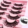 7 Pairs Manga Lashes Wet Look 20mm Flu-ffy D Curl Lashes Cat-Eye Lashes Volume Spiky Lashes Wispy Fairy Lashes Faux Mink False Eyelashes Japanese Korean Lashes(SJ01)