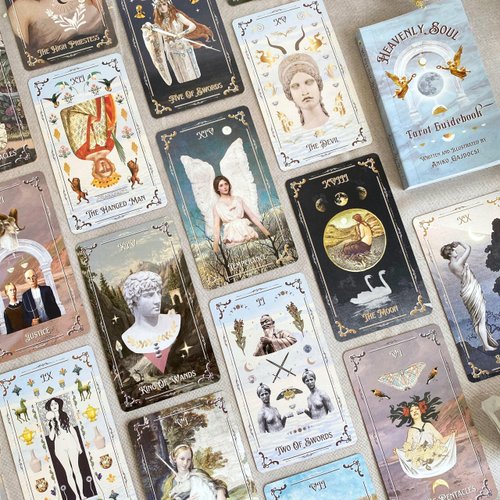 Shores Of Moon Heavenly Soul Tarot Deck with Guidebook & Box - 78 Cards Complete Full Deck Classic Art Divination Tool