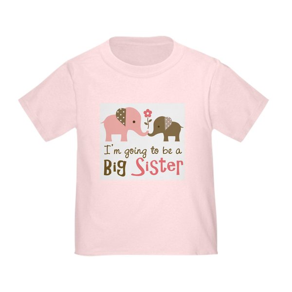 CafePress Big Sister to Be Mod Elephant T Shirt Cute Toddler T-Shirt, 100% Cotton Pink
