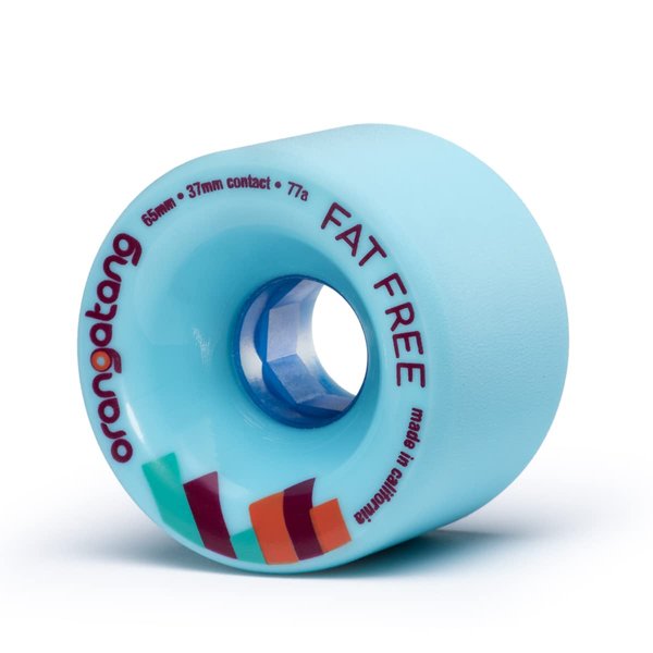 Orangatang Fat Free 65 mm 77a Freeride Longboard Skateboard Wheels (Blue, Set of 4)