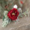 Fangsen Silver Wedding Red Rose Flower Hair Comb Boho Hair Accessory for Bridals