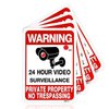 4 Pack No Trespassing Signs Private Property, Metal 24 Hour Video Surveillance Signs for Home and Outdoor, Aluminum 7*10 inchs, Warning Signs for Property,Security Camera Sign for Yard and Home (8617)