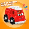 Mega BLOKS Fisher-Price Toddler Building Blocks, Freddy Fire Truck with 6 Pieces and Storage, 1 Figure, Red, Toy Car Gift Ideas for Kids