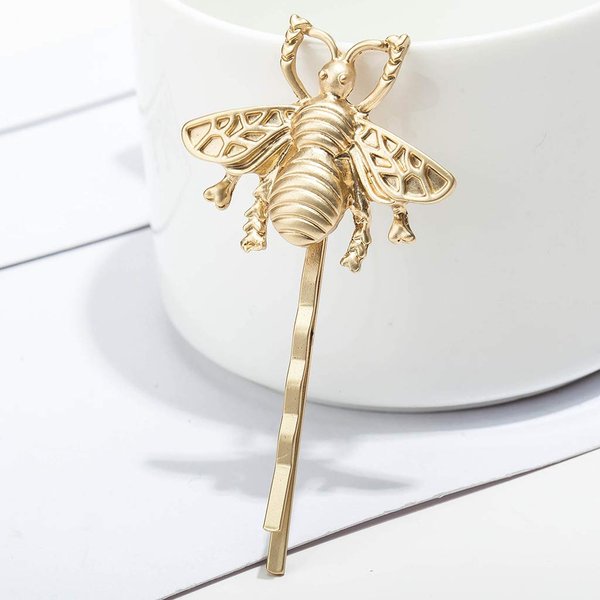 1 Pcs Cute Bee Metal Hairpin Matte Bee Bobby Pin Side Hair Clips Honeybee Bobby Pins Hair Accessories for Party Wedding Silver/Gold(Gold)